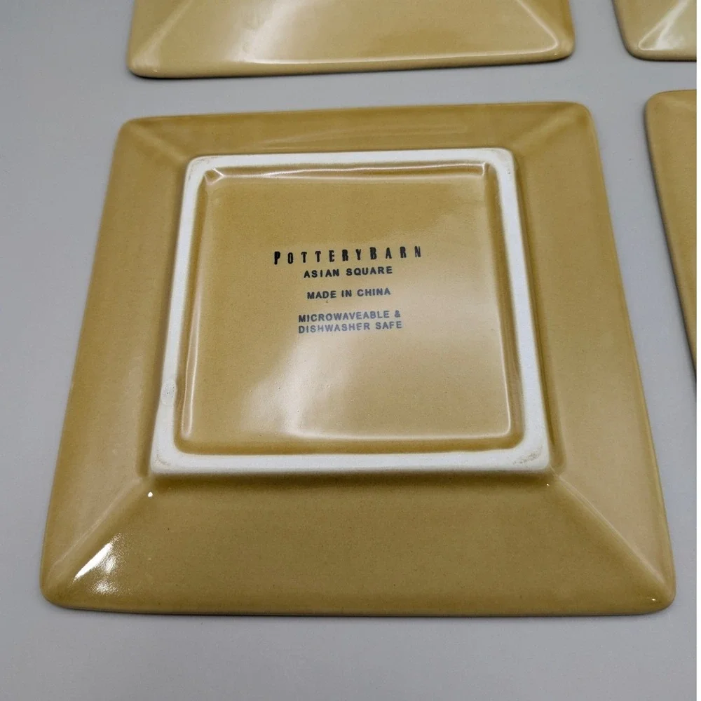 Pottery Barn Asian Squares 4 Dish Set Gold Yellow - 6